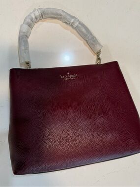 kate spade Burgundy Pebbled Leather Shoulder Bag with Top Handle
